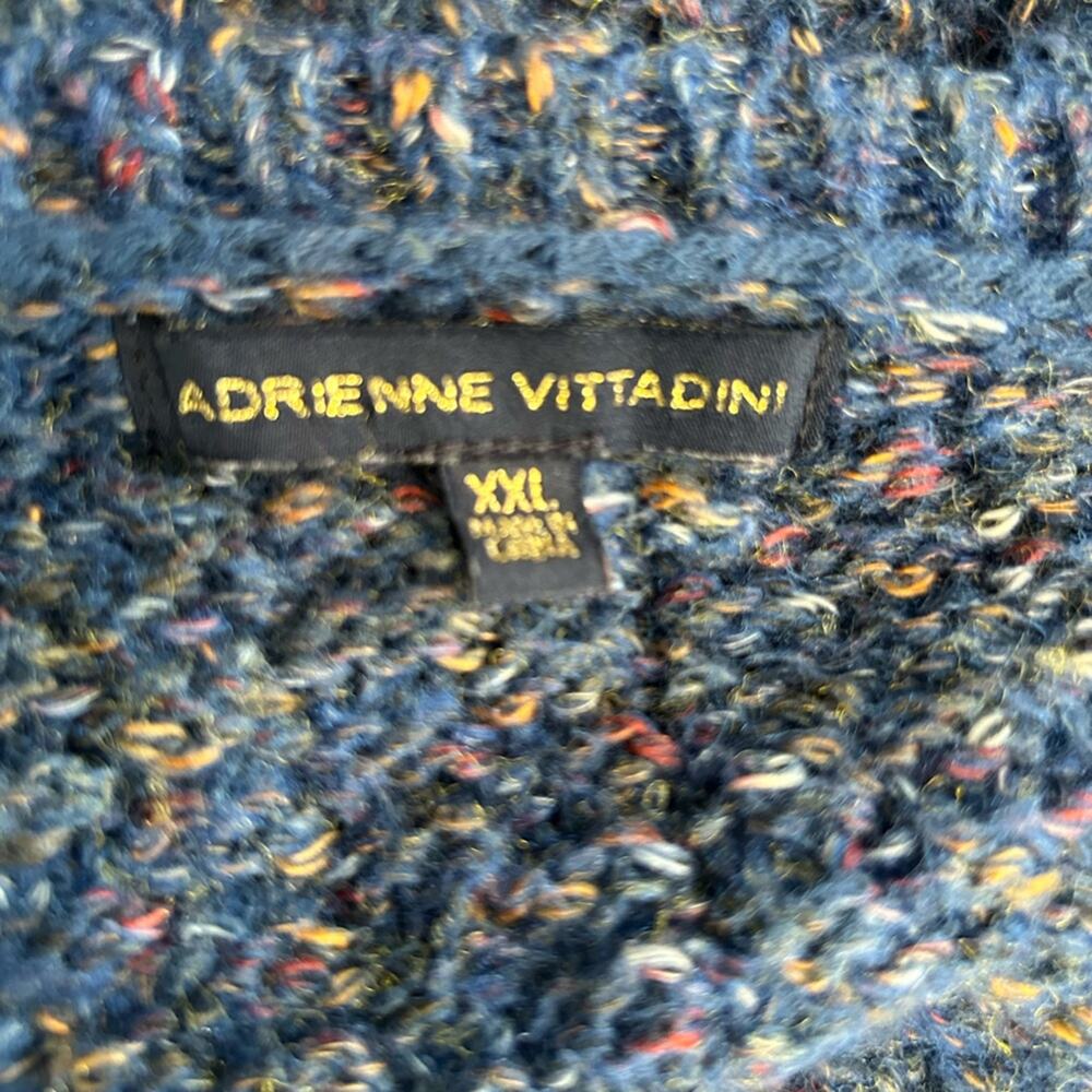 Cable Knit Tunic Sweater Blue Confetti Flecked V Neck Cozy XXL - Picture 9 of 12